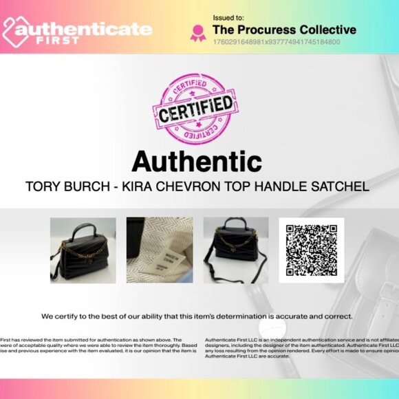 🆕 TORY BURCH 🧿 NWOT Kira Chevron Top Handle Satchel, Black Leather - AUTHENTIC - Picture 16 of 16